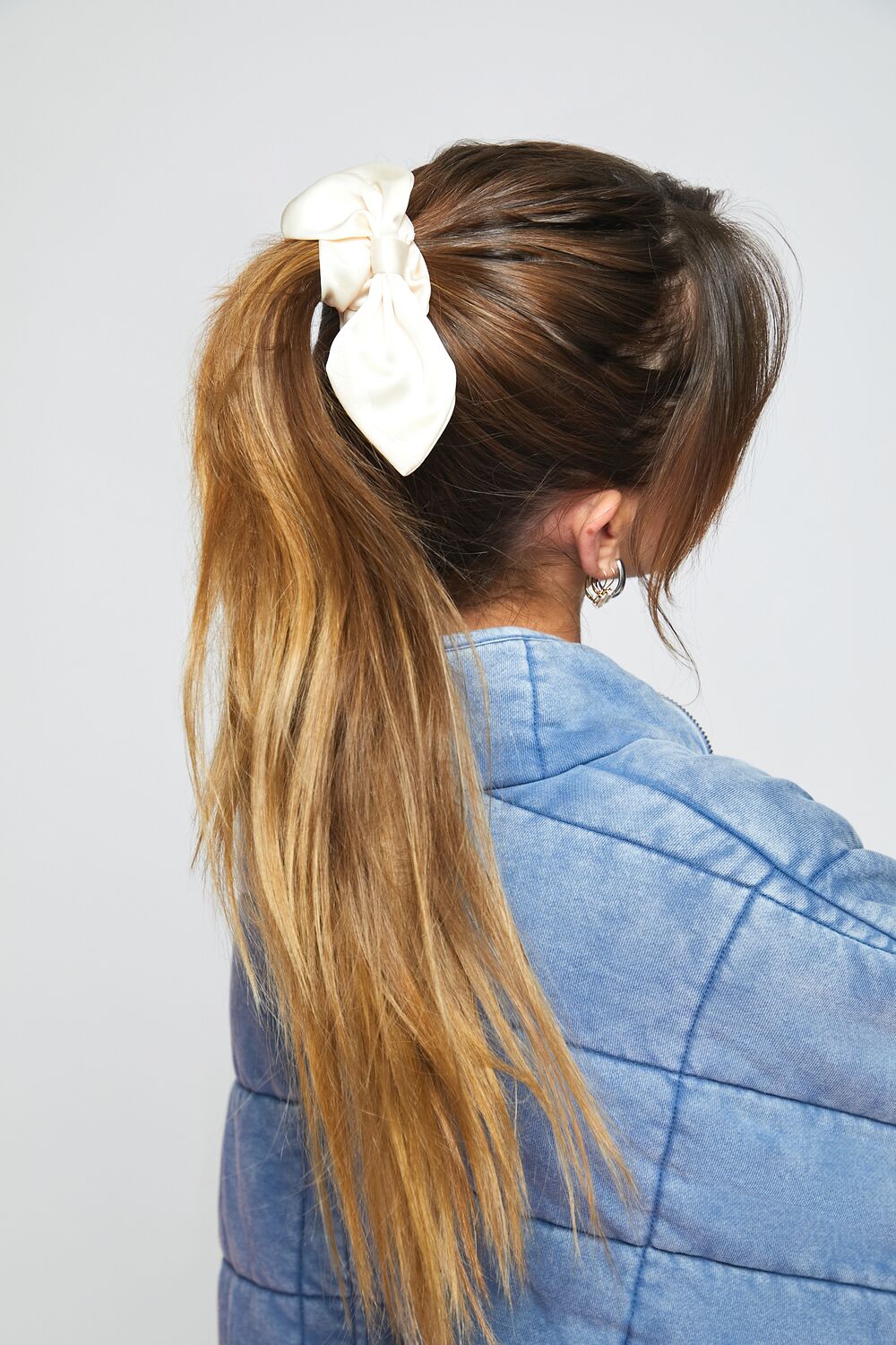 Ruched Satin Bow Hair Scrunchie