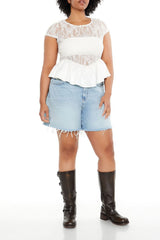 Plus Size Sheer Lace Peplum Top