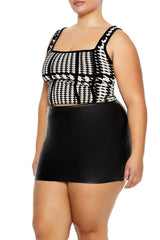 Plus Size Sweater-Knit Houndstooth Tank Top