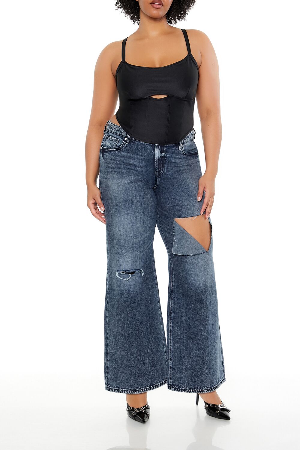 Plus Size Cutout Zip-Up Cami