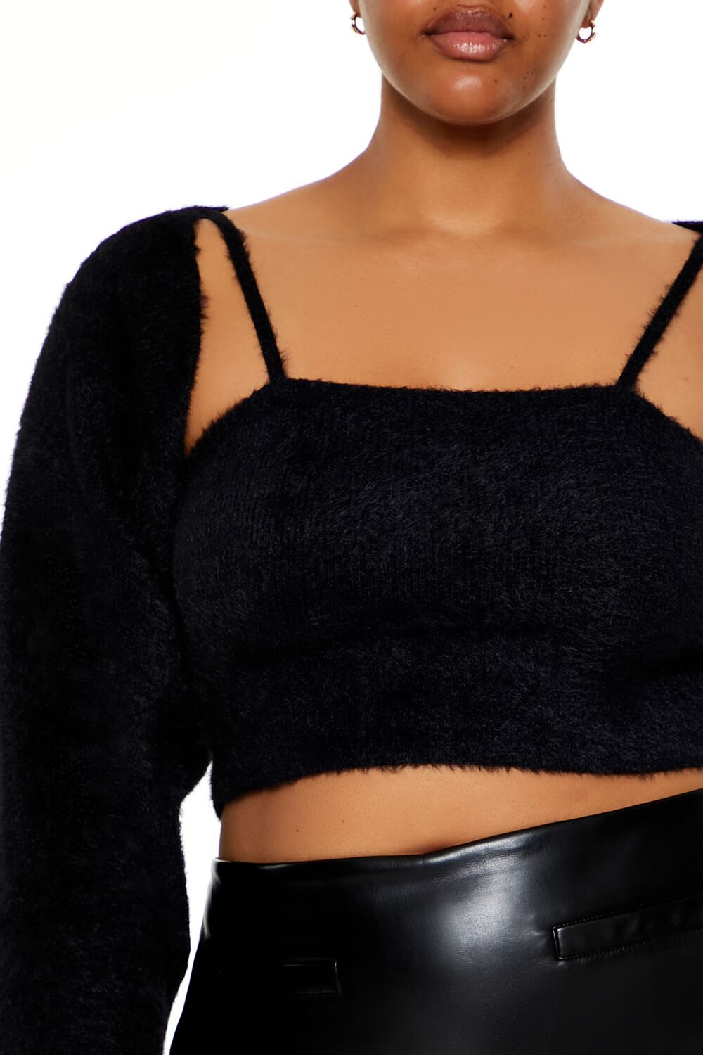 Plus Size Cardigan Shrug Sweater & Cami Set