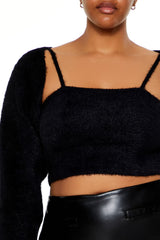 Plus Size Cardigan Shrug Sweater & Cami Set