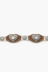 Etched Heart Faux Leather Belt