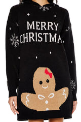 Hooded Christmas Mini Sweater Dress