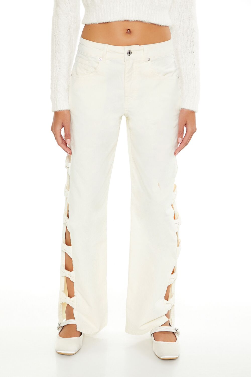Bow Velvet Cutout Pants