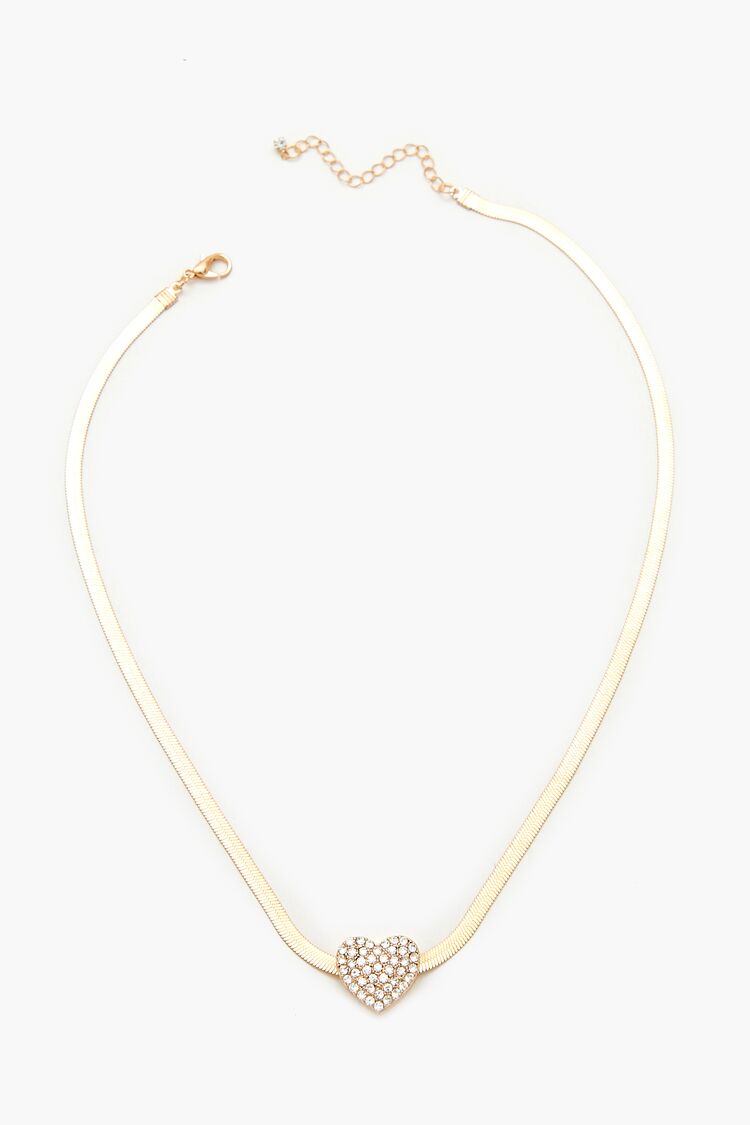 Rhinestone Heart Pendant Necklace