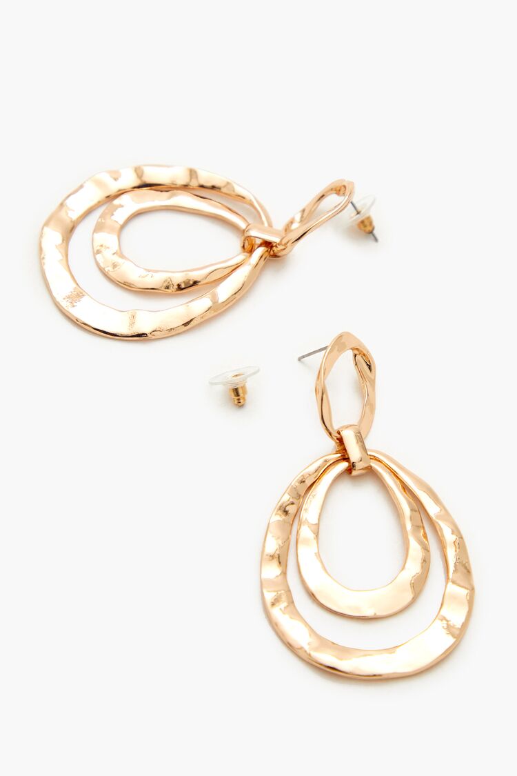 Hammered Hoop Drop Earrings