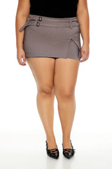 Plus Size Pinstriped Micro Mini Skort