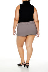 Plus Size Pinstriped Micro Mini Skort