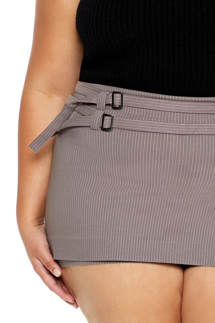 Plus Size Pinstriped Micro Mini Skort