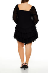 Plus Size Tiered V-Hem Mini Dress