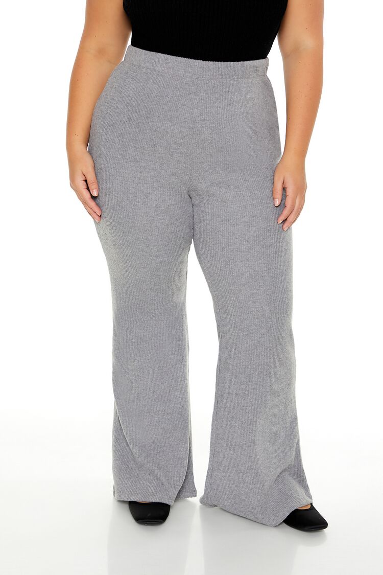 Plus Size Ribbed Flare Pants
