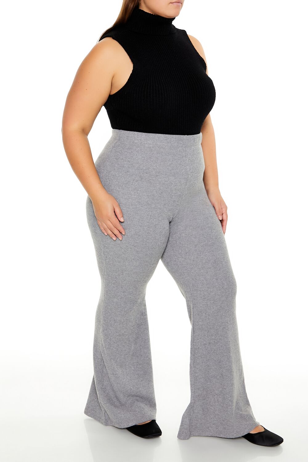 Plus Size Ribbed Flare Pants