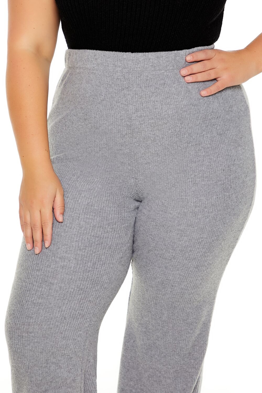 Plus Size Ribbed Flare Pants