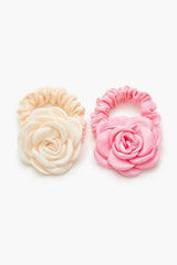 Satin Rose Hair Scrunchie Set