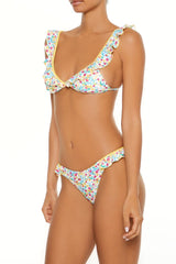 Bright Floral Ruffle Bralette Bikini Top
