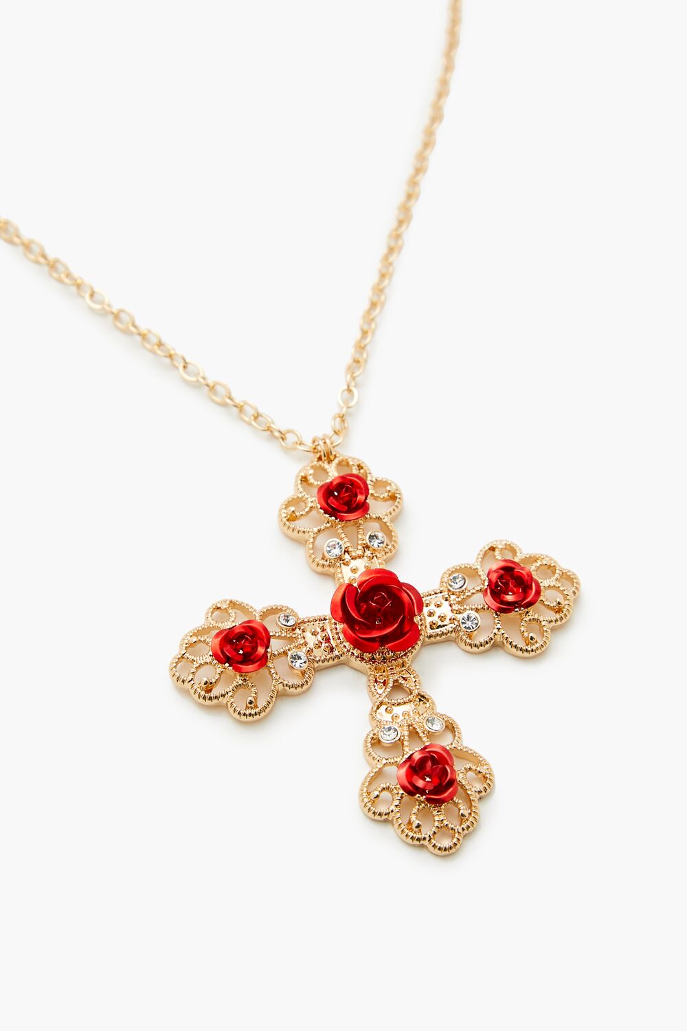 Rose Cross Pendant Necklace