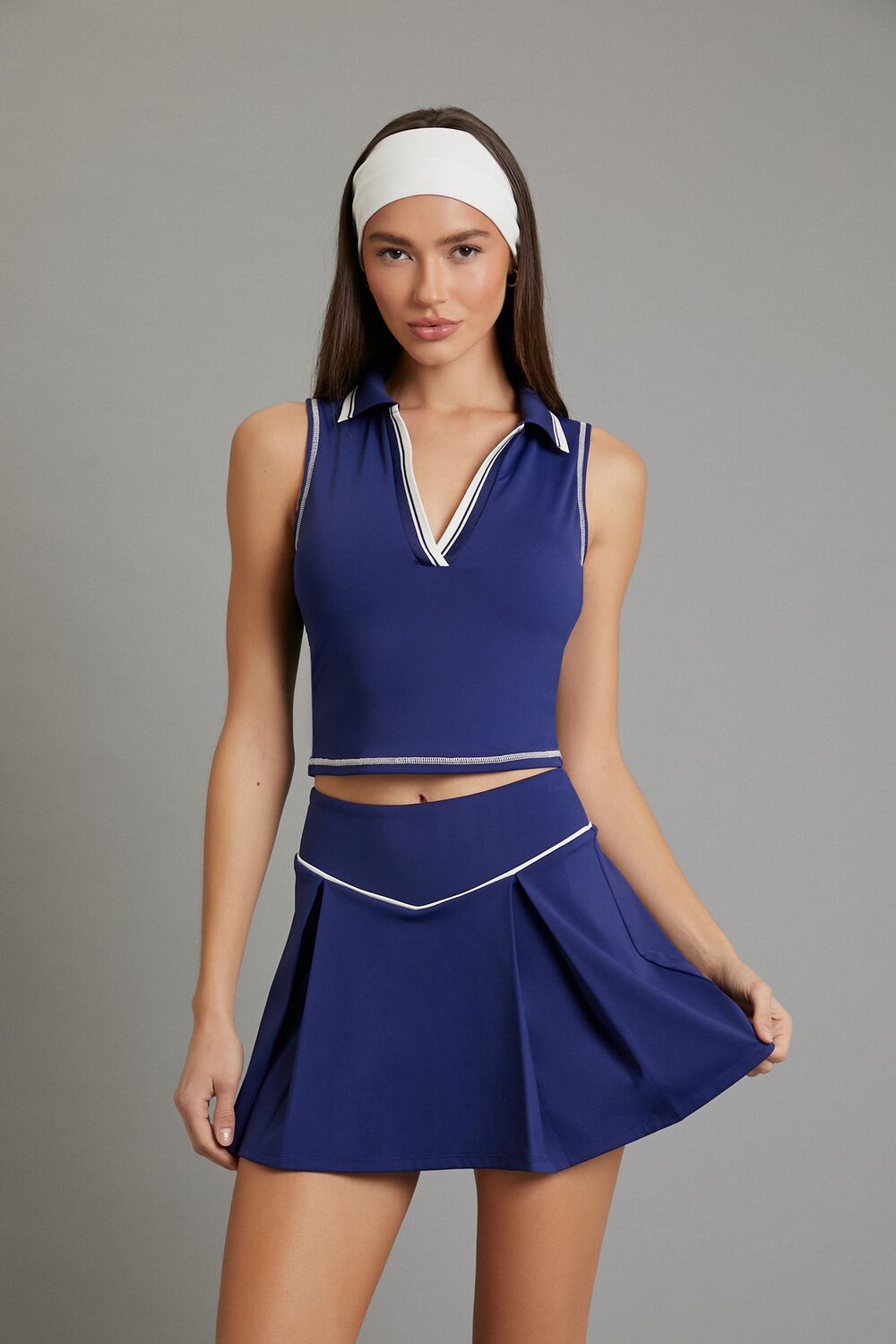 Active Two-Tone Pleated Skort