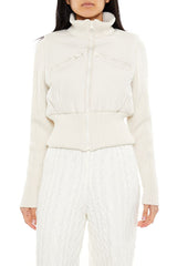 Ribbed Funnel Neck Jacket