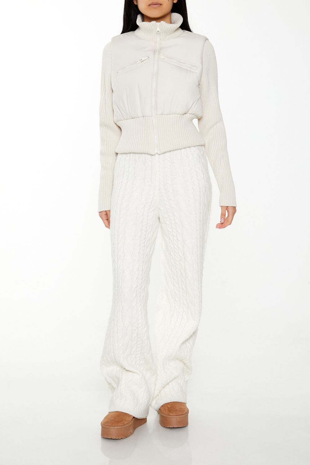 Ribbed Funnel Neck Jacket