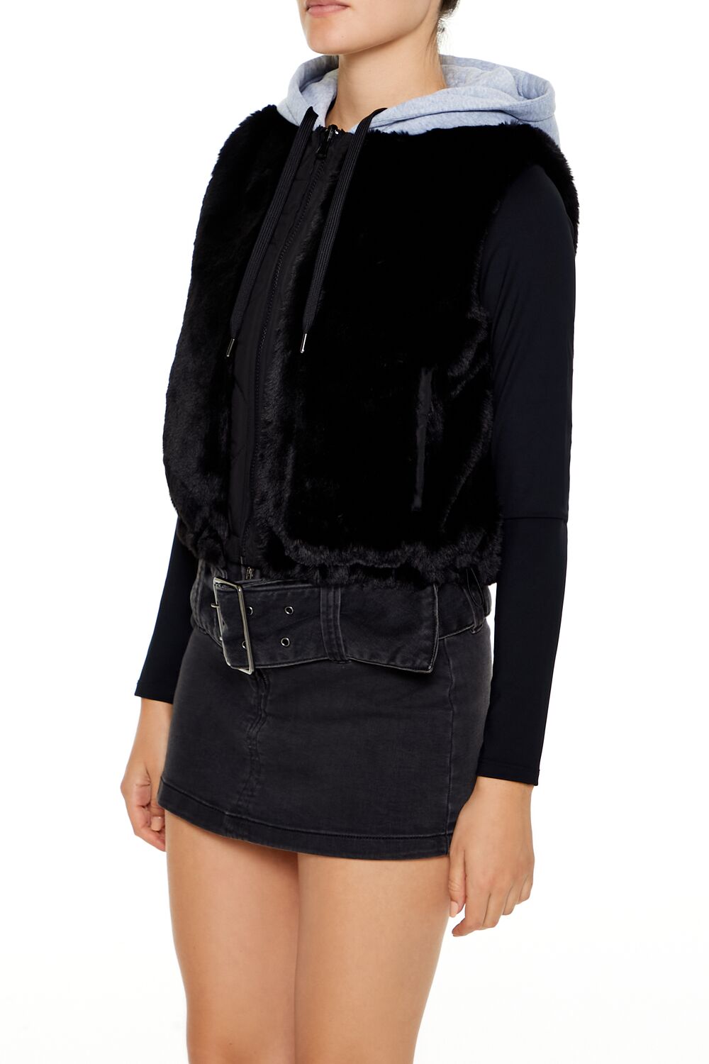 Colorblock Faux Fur Vest