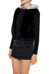 Colorblock Faux Fur Vest