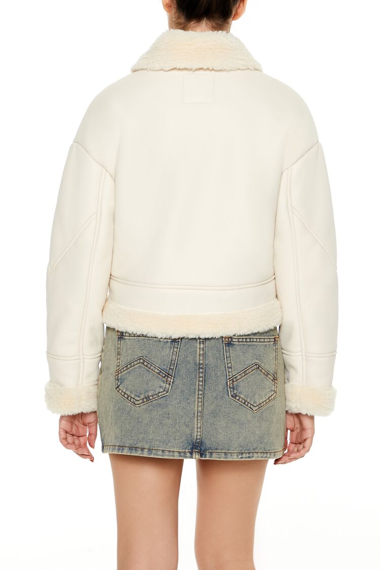 Faux Shearling-Trim Aviator Jacket
