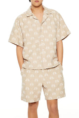 Textured Geo Cuban-Collar Shirt