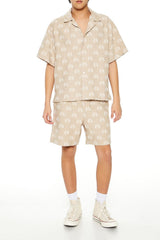 Textured Geo Cuban-Collar Shirt