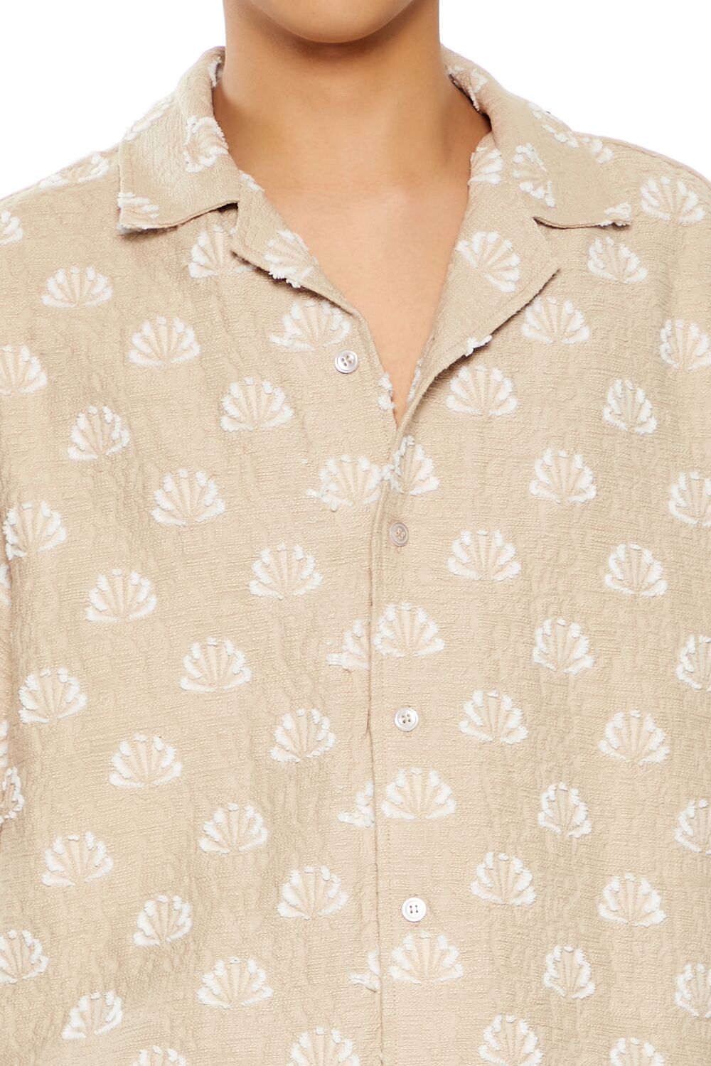 Textured Geo Cuban-Collar Shirt