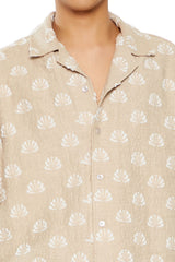 Textured Geo Cuban-Collar Shirt
