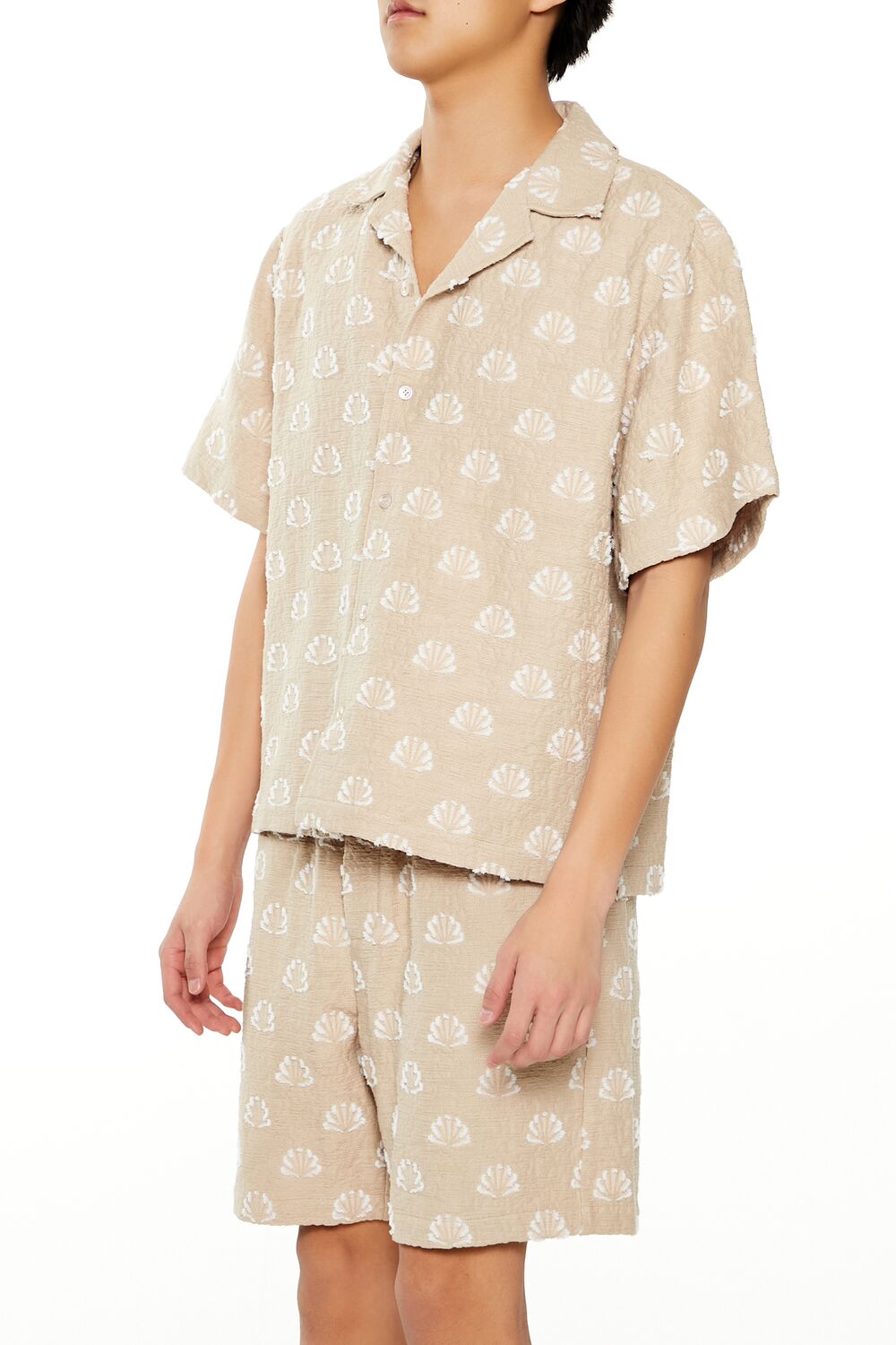 Textured Geo Cuban-Collar Shirt
