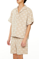Textured Geo Cuban-Collar Shirt