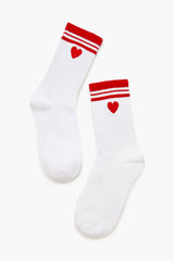 Varsity-Striped Heart Crew Socks