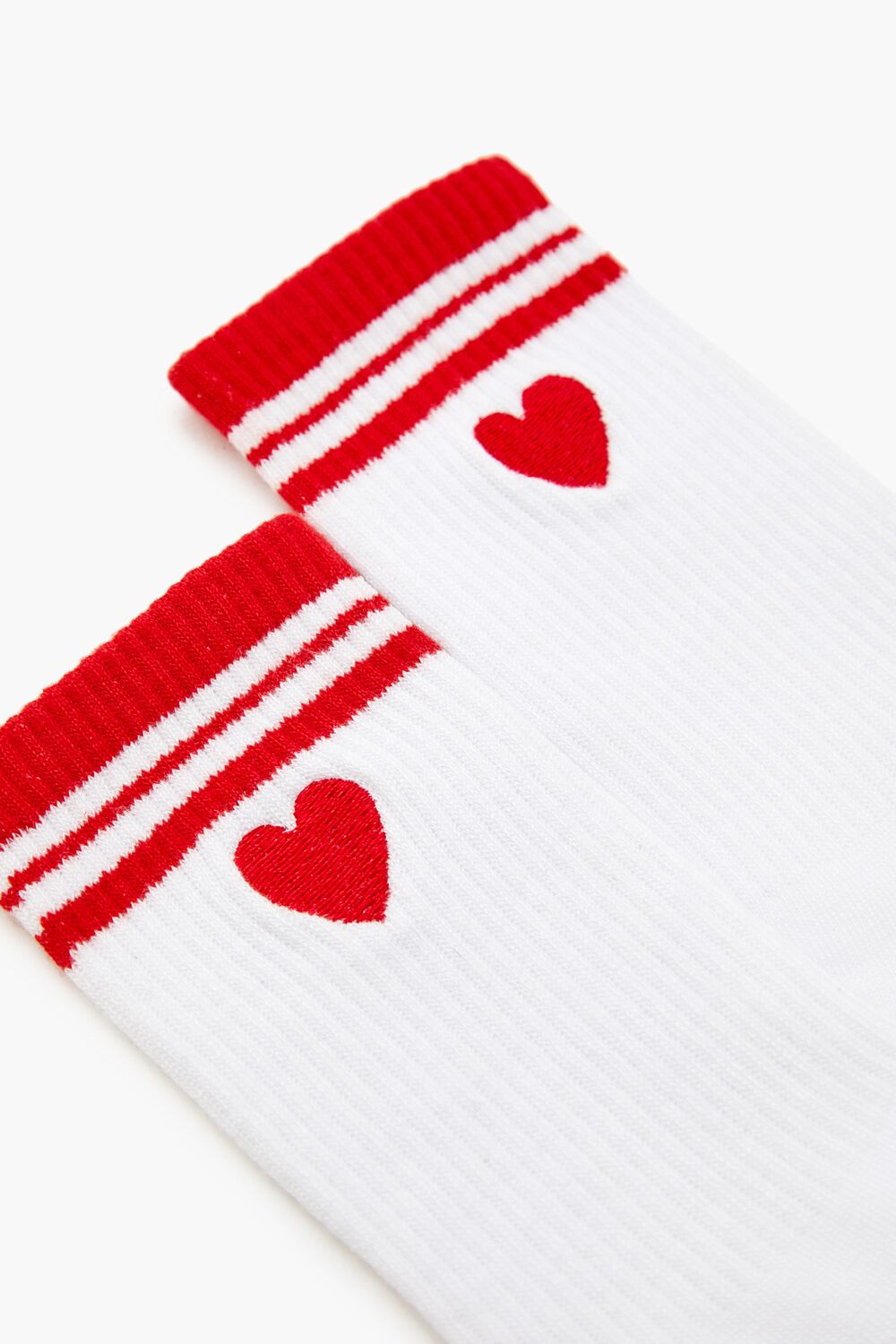 Varsity-Striped Heart Crew Socks