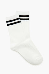 Ribbed Varsity-Striped Crew Socks