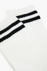 Ribbed Varsity-Striped Crew Socks