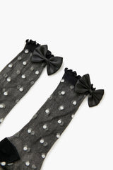 Polka Dot Bow Crew Socks