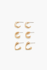Hammered Geo Hoop Earring Set