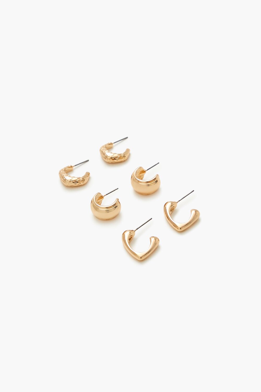 Hammered Geo Hoop Earring Set