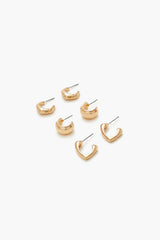 Hammered Geo Hoop Earring Set