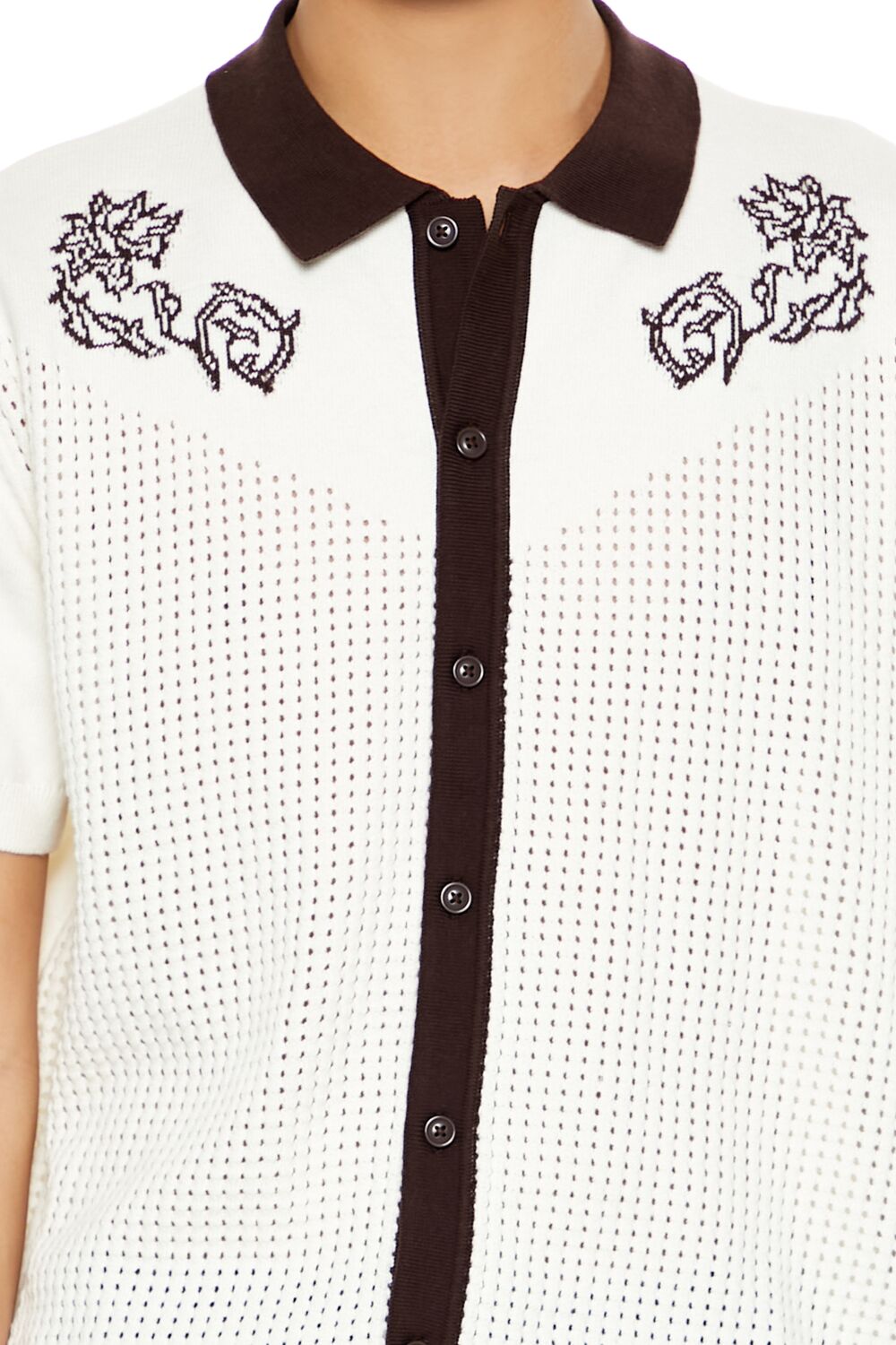 Floral Embroidered Crochet Shirt