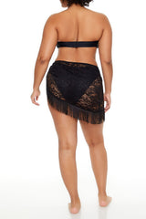 Plus Size Lace Swim Cover-Up Sarong Mini Skirt