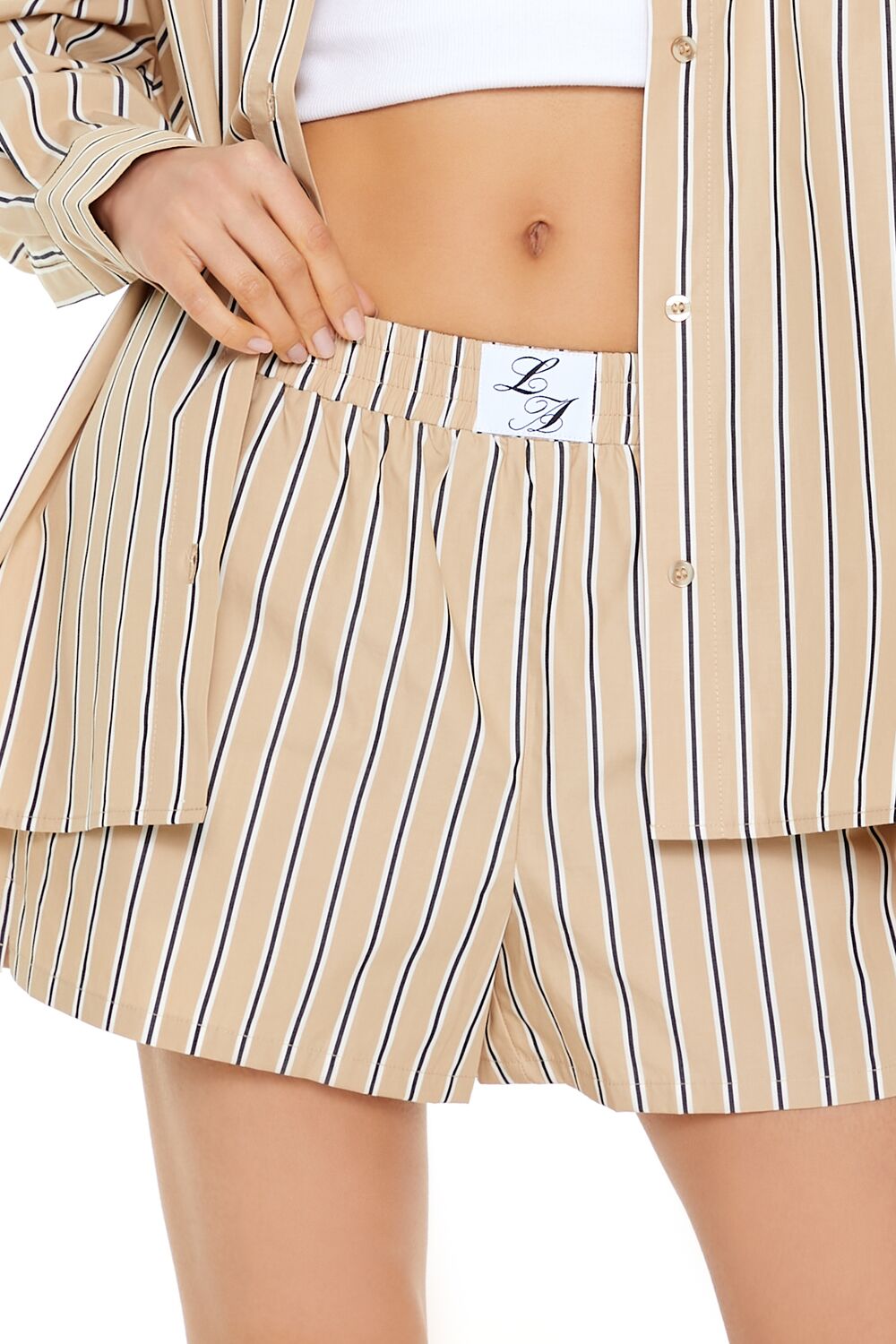 Striped Poplin Shorts