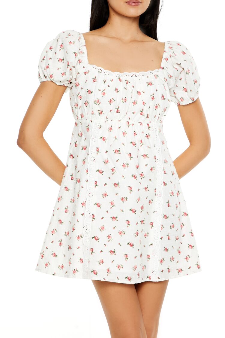 Clip Dot Rose Mini Babydoll Dress
