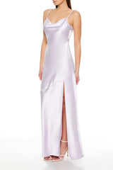Satin Open-Back Maxi Dress