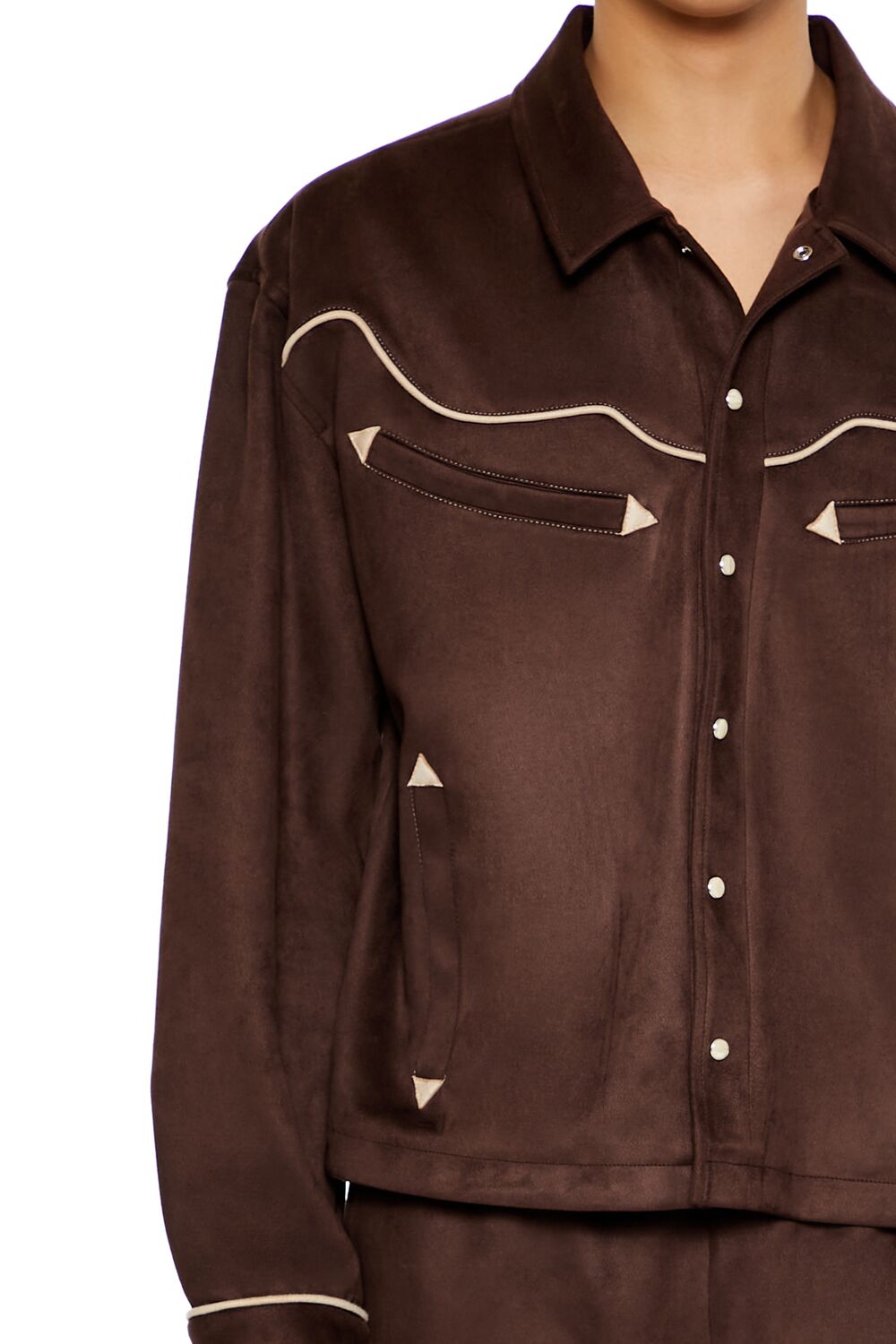 Geo Faux Suede Trucker Jacket