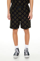 Textured Geo Drawstring Shorts
