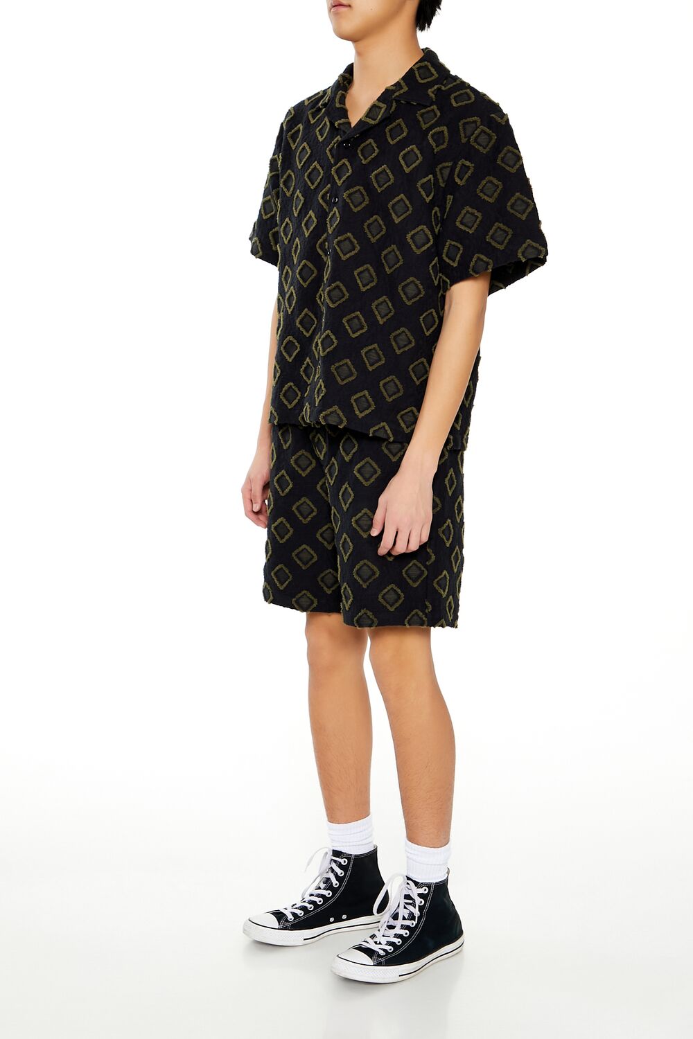 Textured Geo Drawstring Shorts