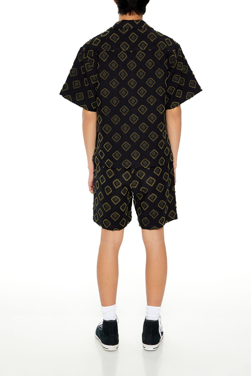 Textured Geo Drawstring Shorts